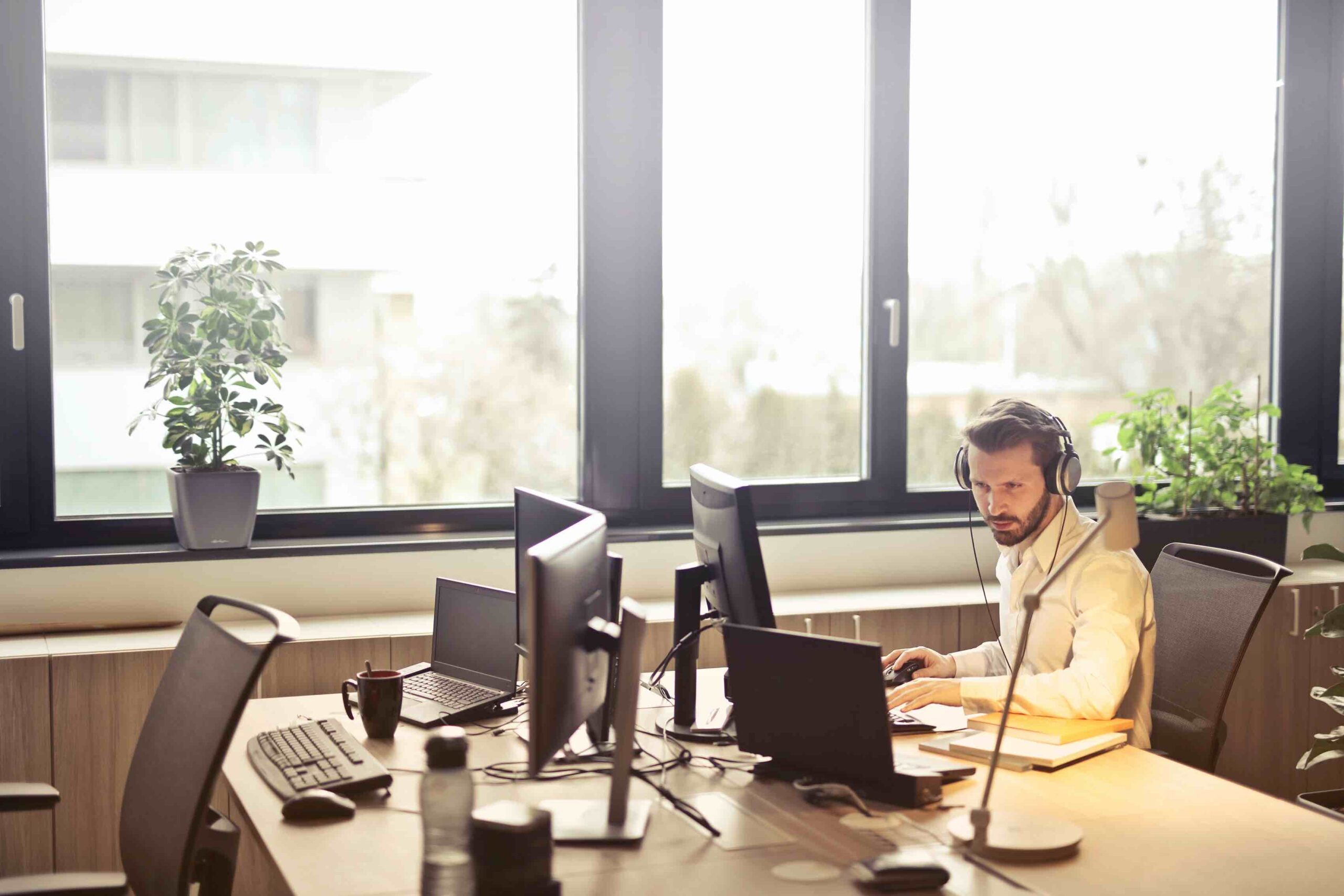 Administrative assistant in the office on the phone