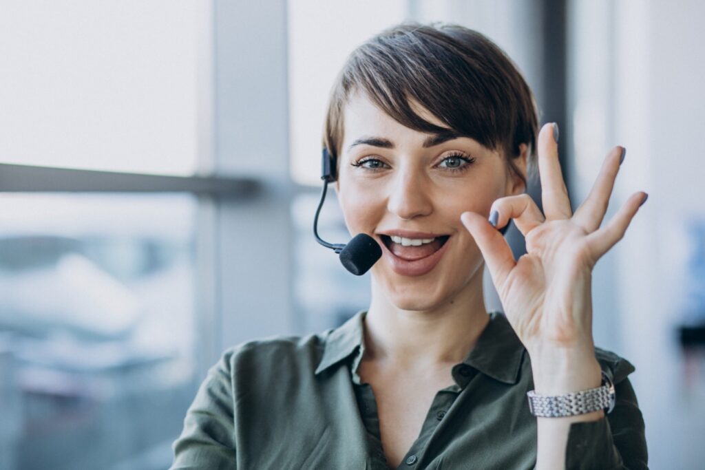 Customer service specialist with headset