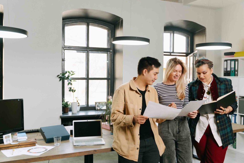 People in office meeting and showcasing their individual skills