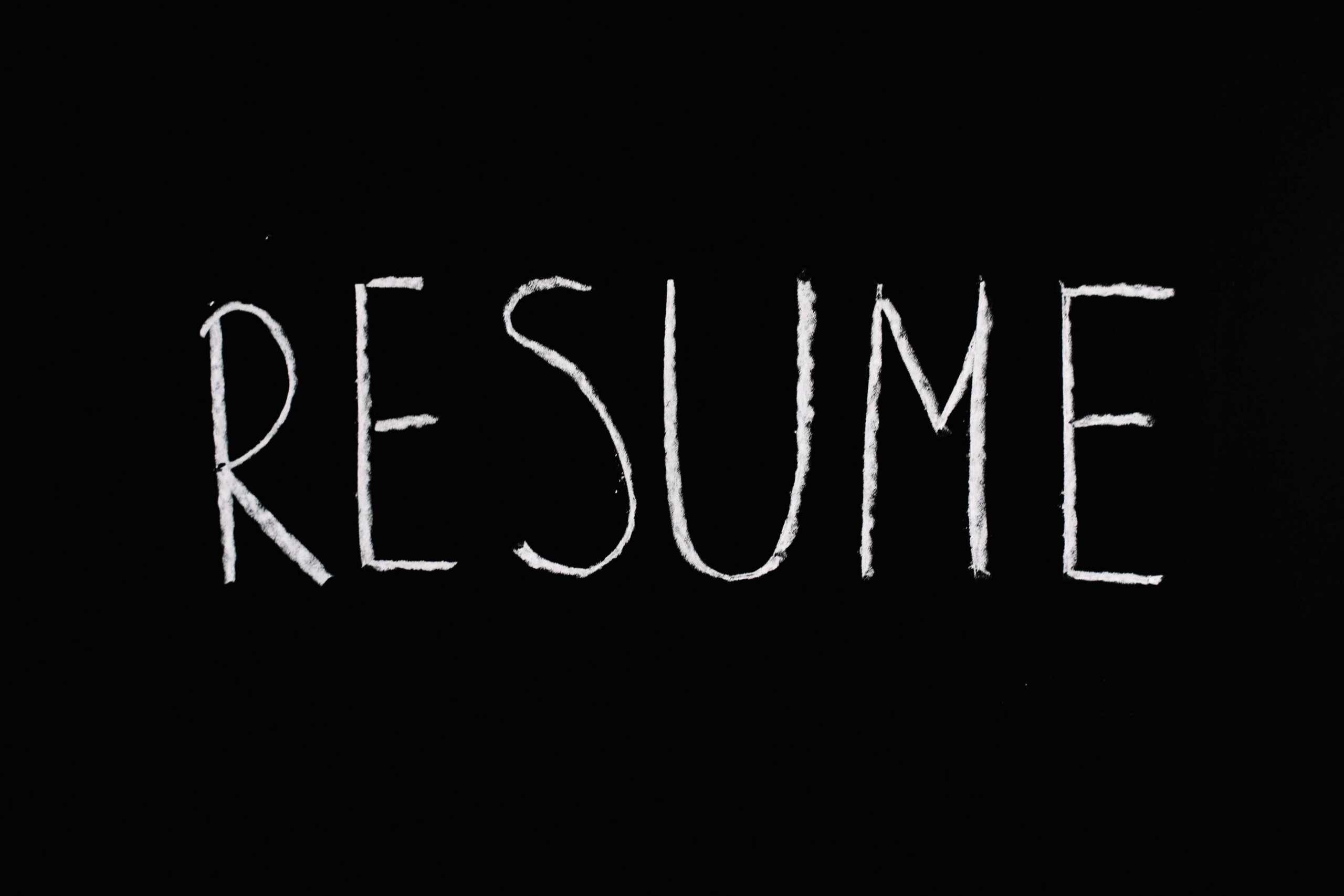 Resume written on blackboard