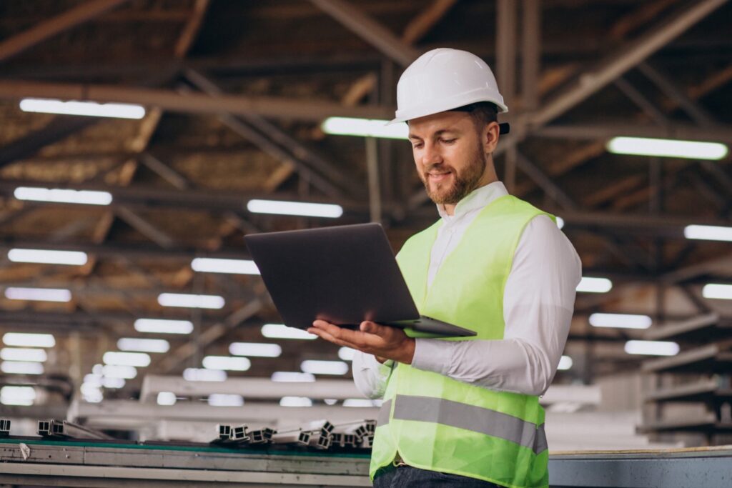 Technical project manager working on construction site