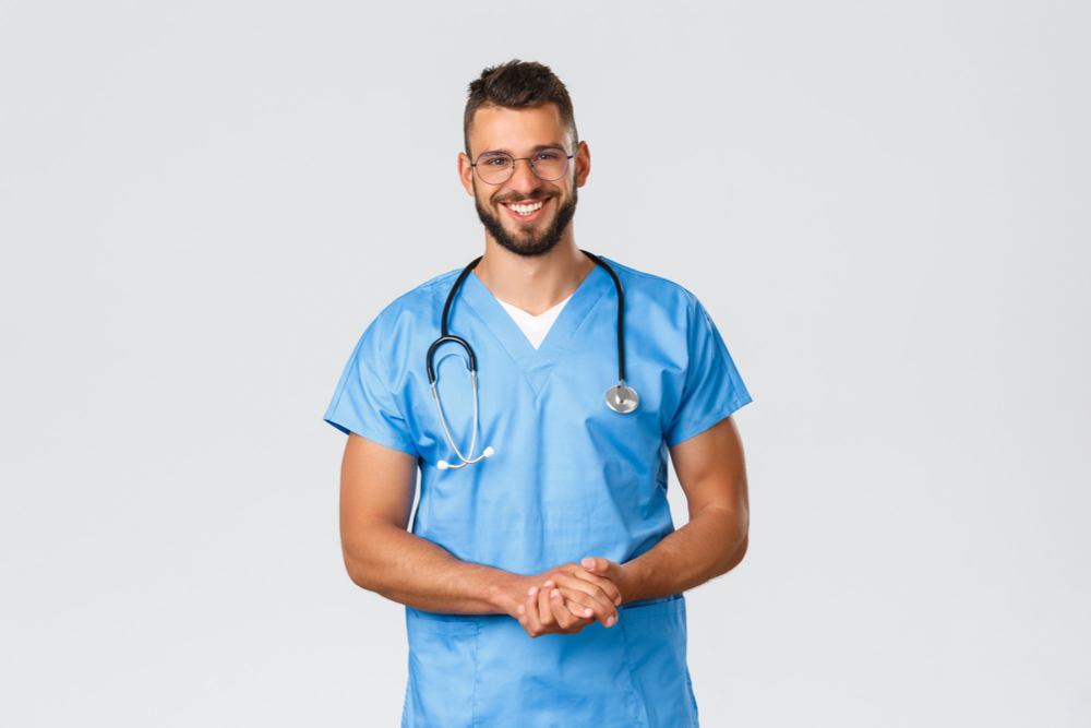 Healthcare worker/nursing assistant about to start his shift