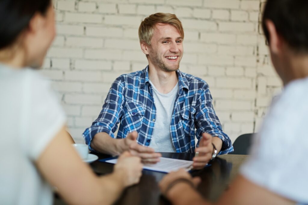 Young and passionate internship candidate sharing career goals with hiring managers