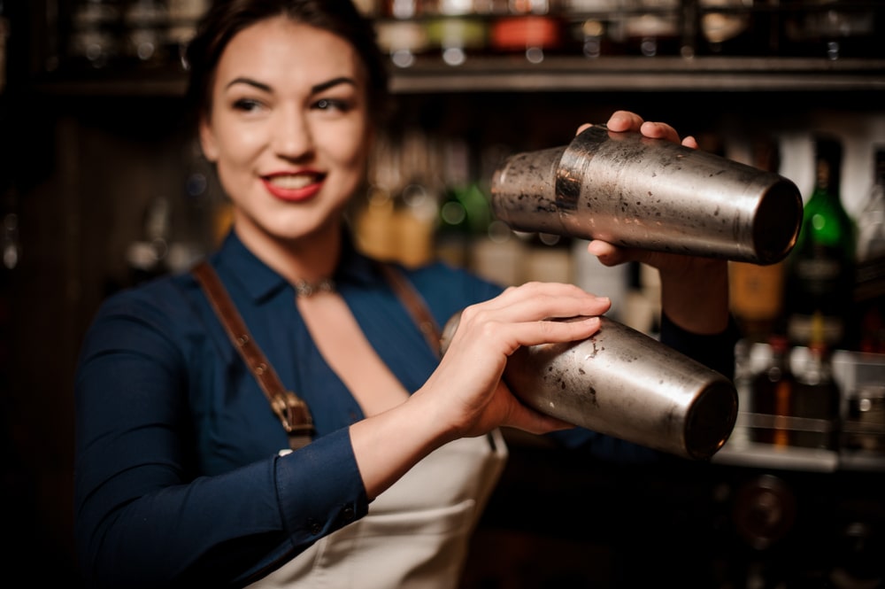 bartender is making a drink