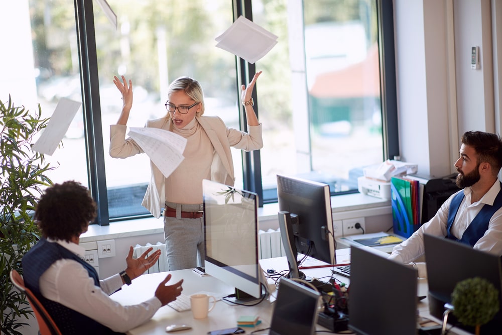 Female boss is angry with her employees