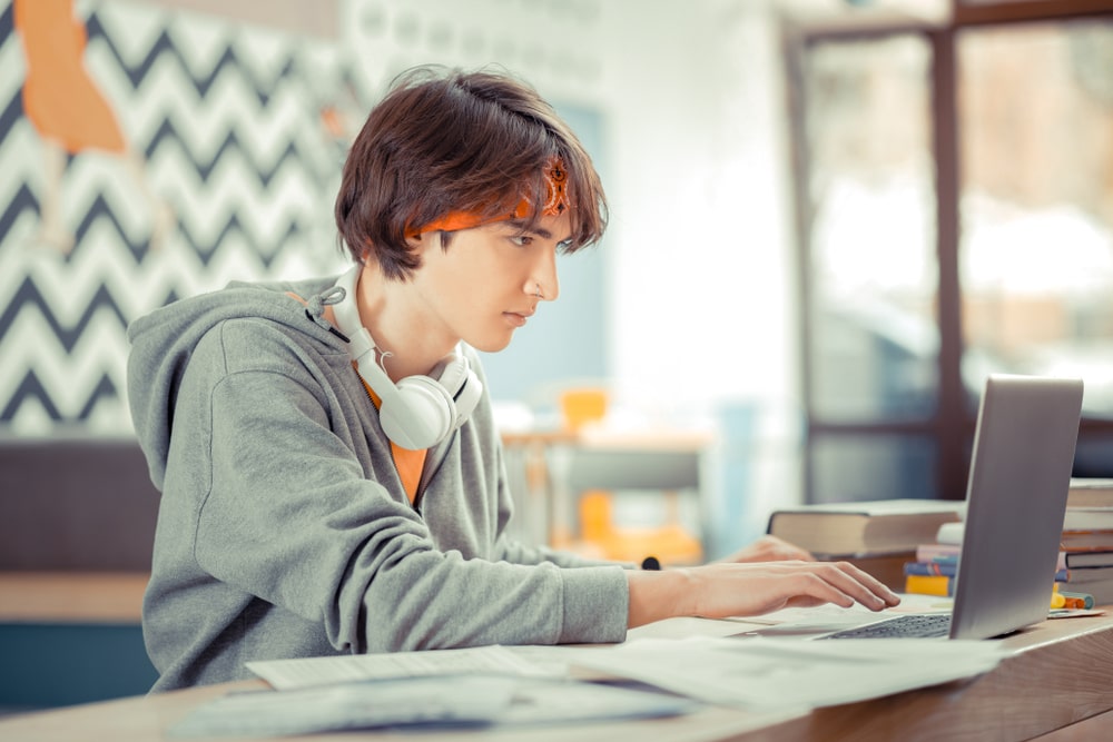 Student in front of laptop