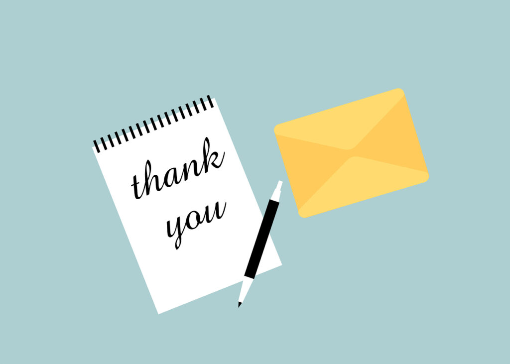Graphical illustration of a thank you note